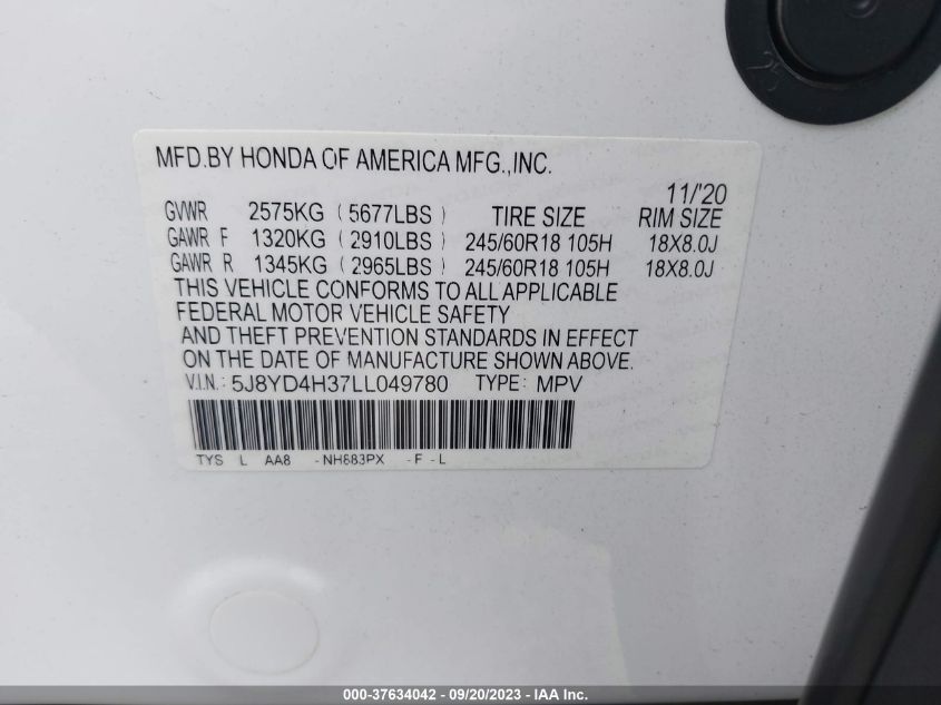 5J8YD4H37LL049780 Acura MDX   9