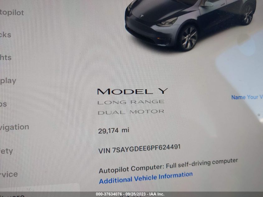 2023 TESLA MODEL Y LONG RANGE - 7SAYGDEE6PF624491