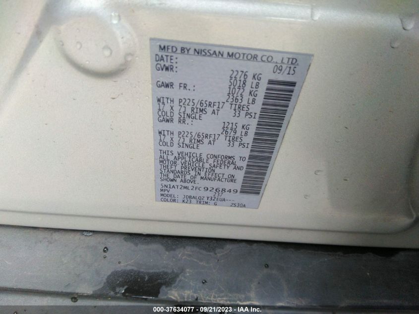 2015 NISSAN ROGUE S/SL/SV - 5N1AT2ML2FC926849