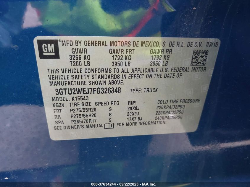 2015 GMC SIERRA 1500 DENALI - 3GTU2WEJ7FG326348