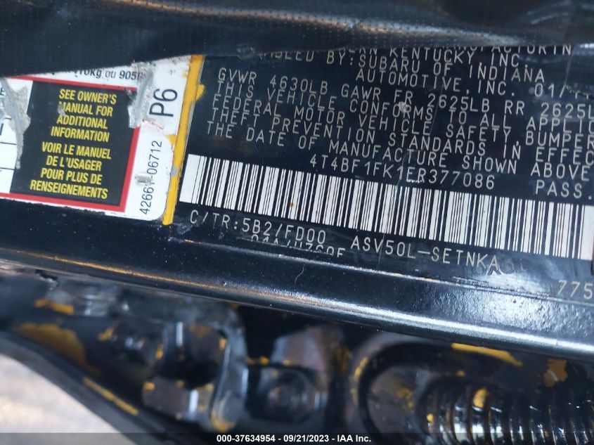 2014 TOYOTA CAMRY L/LE/XLE/SE/SE SPORT - 4T4BF1FK1ER377086