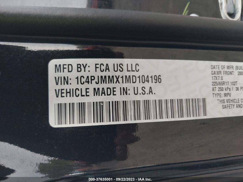 2021 JEEP CHEROKEE LATITUDE LUX - 1C4PJMMX1MD104196