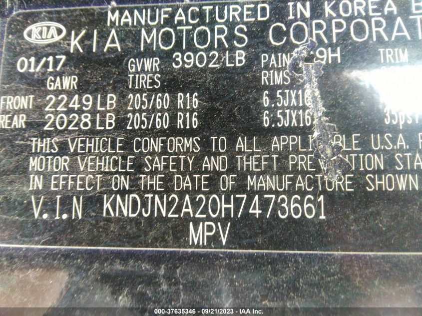 2017 KIA SOUL - KNDJN2A20H7473661