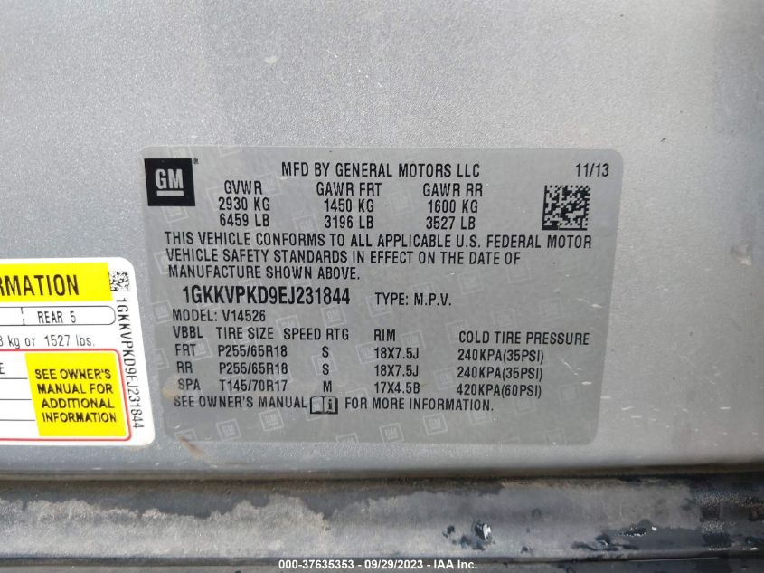 2014 GMC ACADIA SLE - 1GKKVPKD9EJ231844