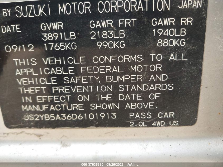 2013 SUZUKI SX4 CROSSOVER PREMIUM - JS2YB5A36D6101913