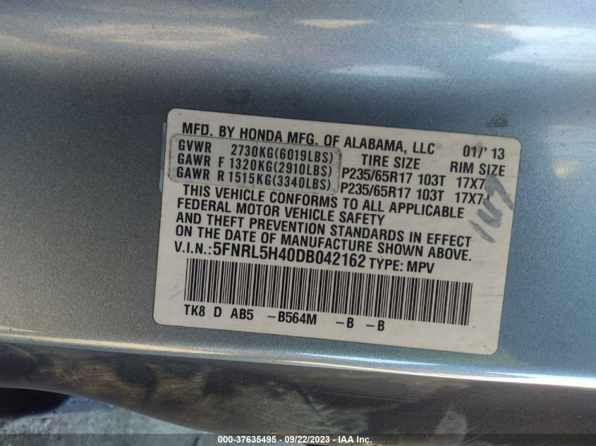 2013 HONDA ODYSSEY EX - 5FNRL5H40DB042162