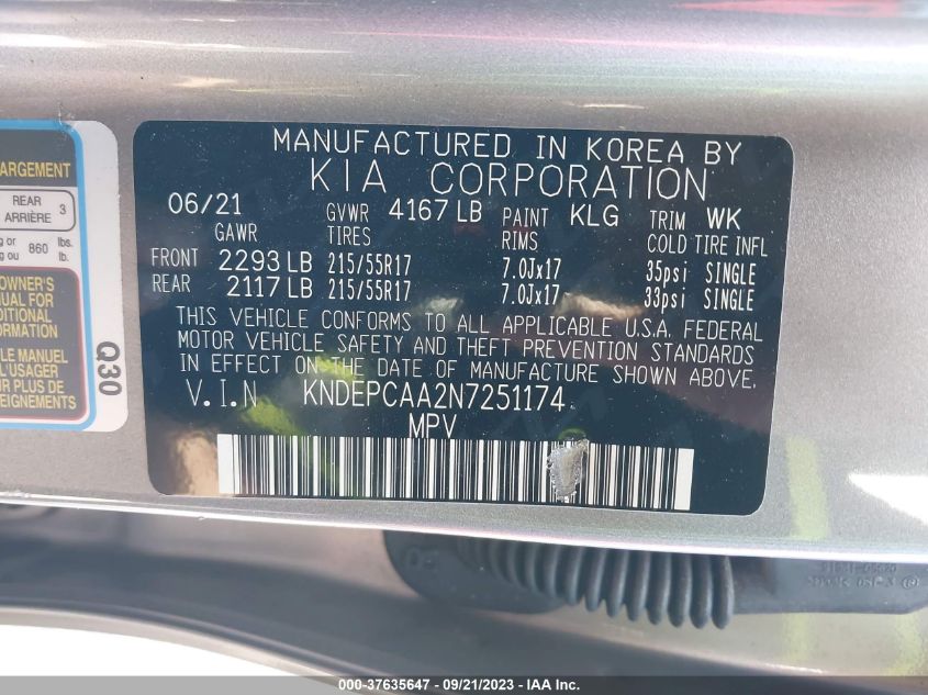 2022 KIA SELTOS LX - KNDEPCAA2N7251174