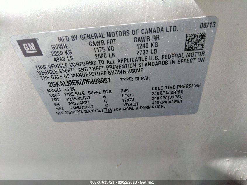 2013 GMC TERRAIN SLE - 2GKALMEK8D6399951