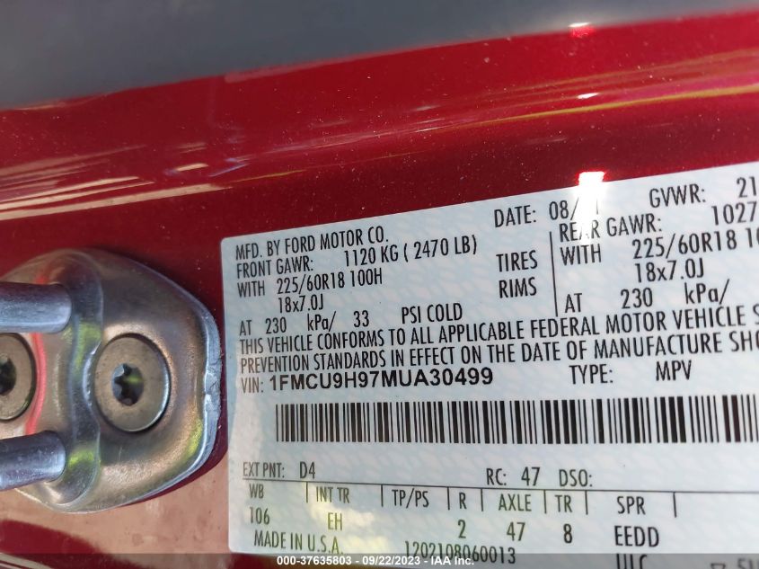 2021 FORD ESCAPE SEL - 1FMCU9H97MUA30499
