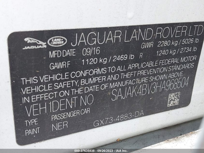 2017 JAGUAR XE 35T PRESTIGE - SAJAK4BV3HA968504