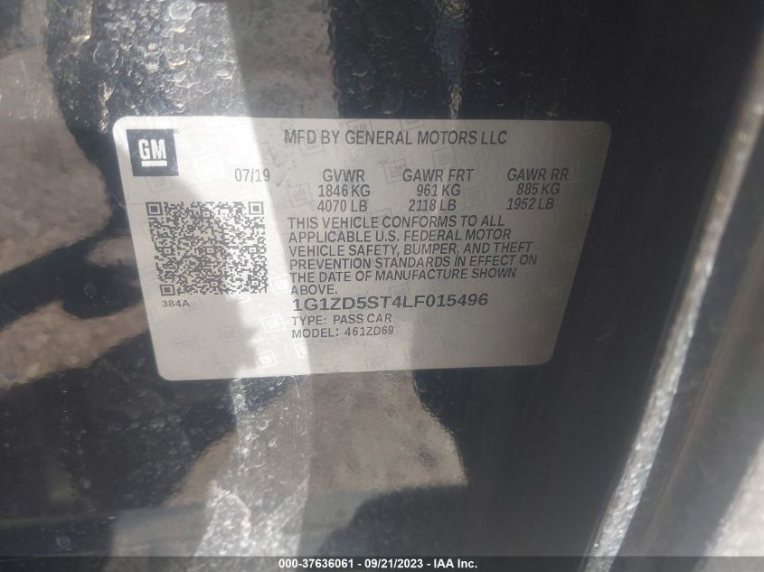 2020 CHEVROLET MALIBU LT - 1G1ZD5ST4LF015496