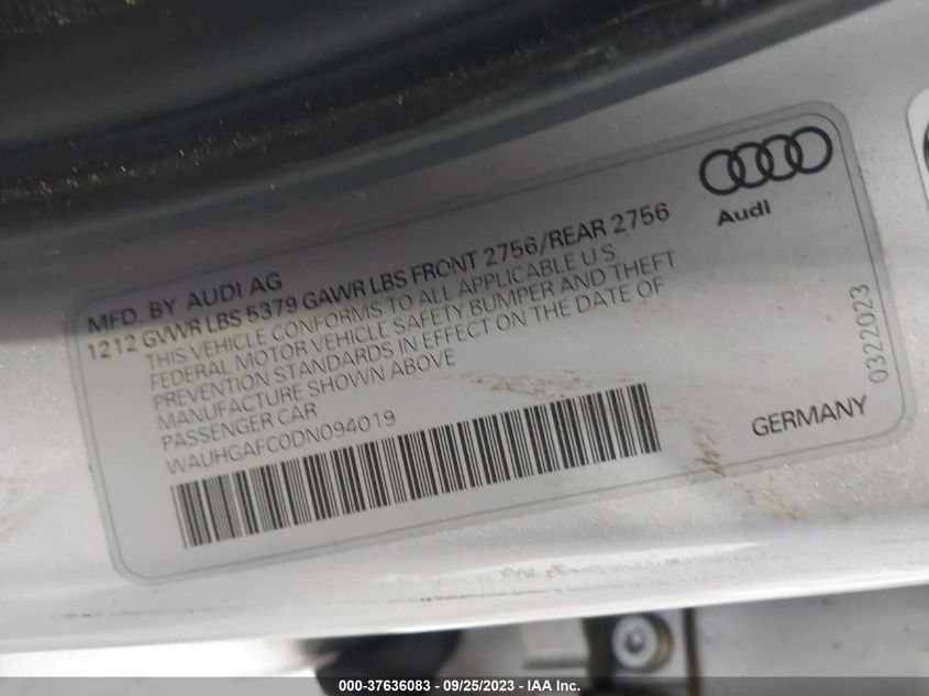 2013 AUDI A6 3.0T PRESTIGE - WAUHGAFC0DN094019