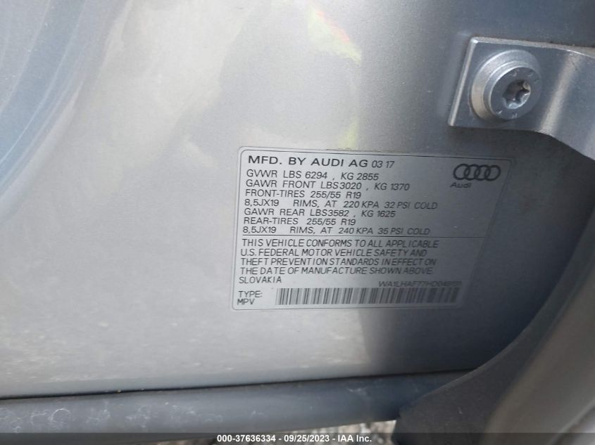 2017 AUDI Q7 PREMIUM PLUS - WA1LHAF77HD049131