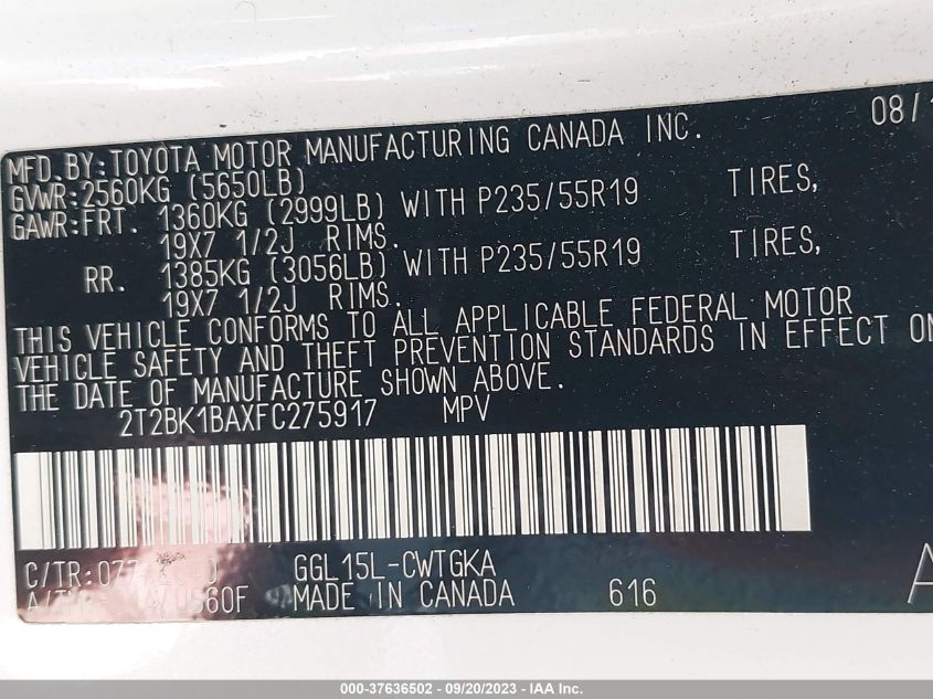 2015 LEXUS RX 350 - 2T2BK1BAXFC275917