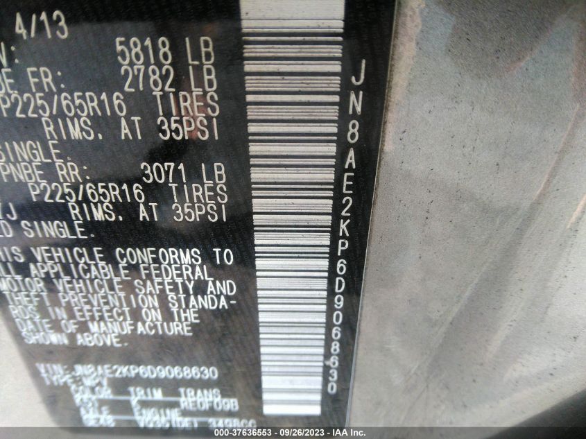 2013 NISSAN QUEST SV - JN8AE2KP6D9068630