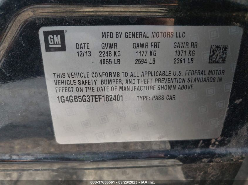 2014 BUICK LACROSSE LEATHER - 1G4GB5G37EF182401