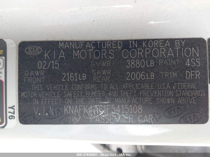 2015 KIA FORTE LX - KNAFK4A61F5415108