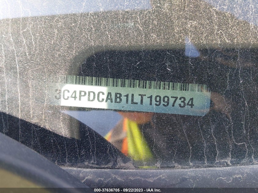 VIN 3C4PDCAB1LT199734 2020 DODGE JOURNEY SE VALUE
