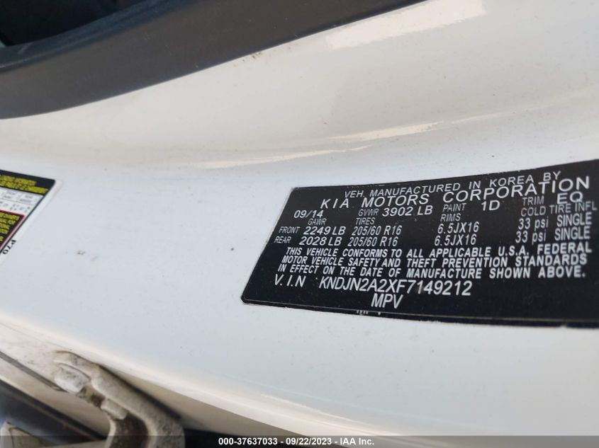2015 KIA SOUL BASE - KNDJN2A2XF7149212