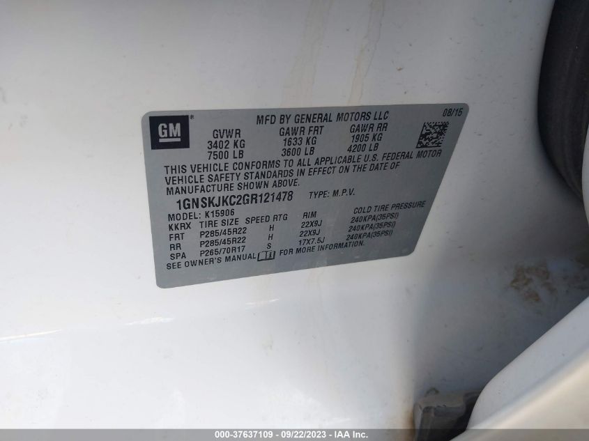 2016 CHEVROLET SUBURBAN LTZ - 1GNSKJKC2GR121478