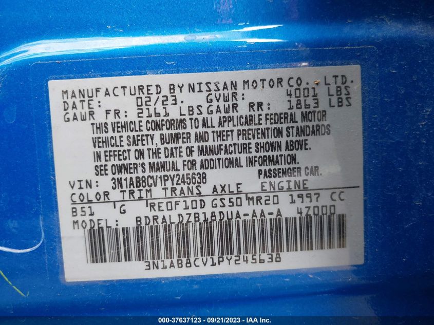 2023 NISSAN SENTRA SV - 3N1AB8CV1PY245638