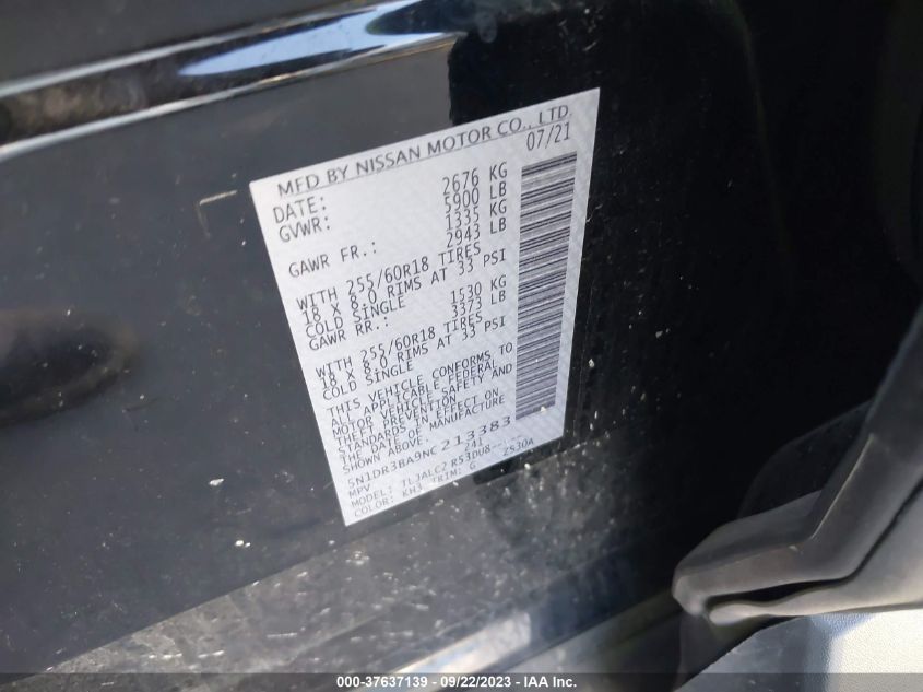 2022 NISSAN PATHFINDER SV - 5N1DR3BA9NC213383