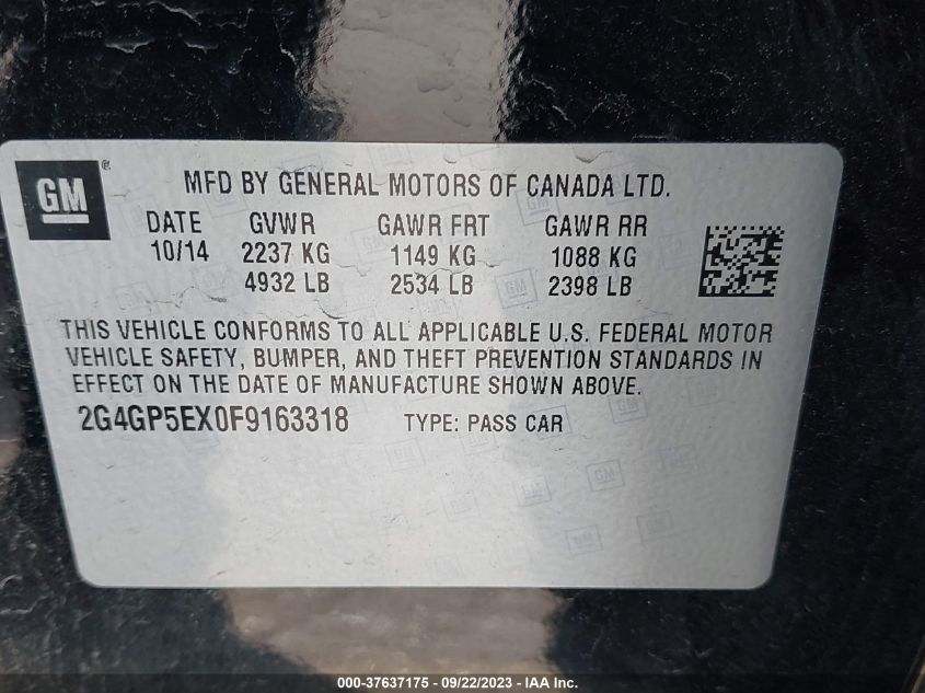 2015 BUICK REGAL PREMIUM I - 2G4GP5EX0F9163318