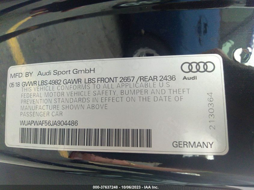 2018 AUDI RS 5 COUPE - WUAPWAF56JA904486