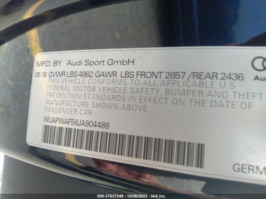 2018 AUDI RS 5 COUPE - WUAPWAF56JA904486