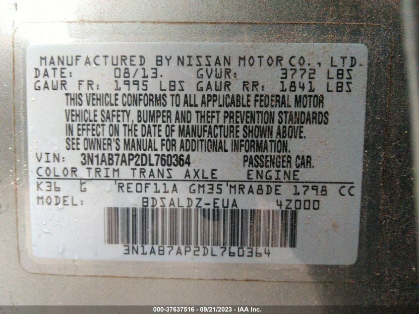 2013 NISSAN SENTRA SV - 3N1AB7AP2DL760364