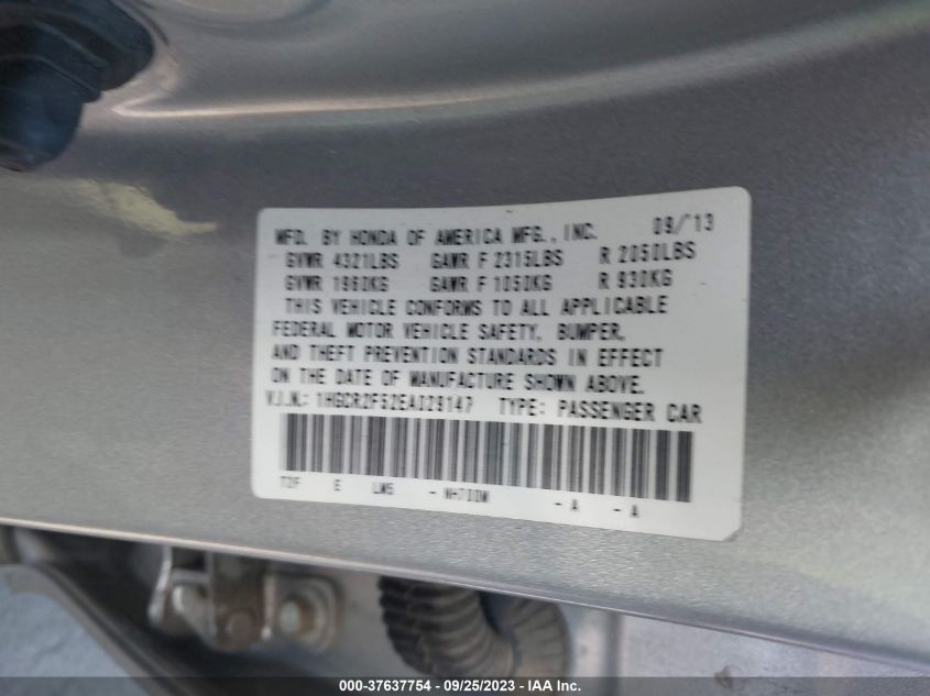 2014 HONDA ACCORD SEDAN SPORT - 1HGCR2F52EA029147