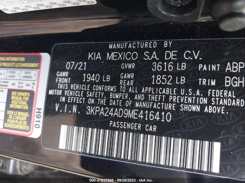 2021 KIA RIO S - 3KPA24AD9ME416410