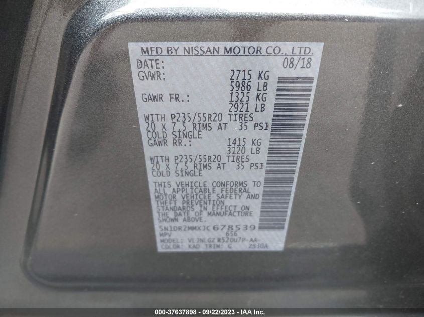 2018 NISSAN PATHFINDER SL - 5N1DR2MMXJC678539