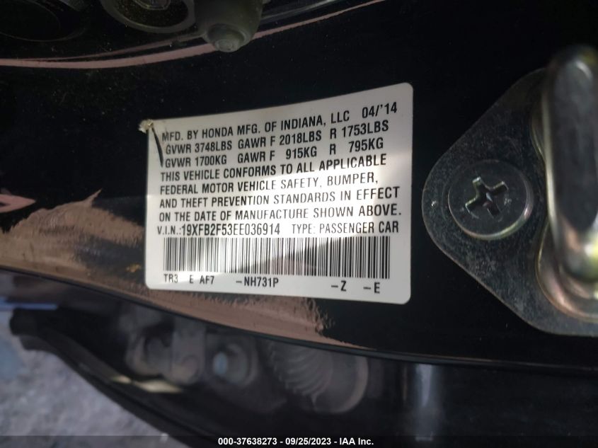 2014 HONDA CIVIC LX - 19XFB2F53EE036914