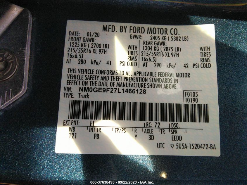 2020 FORD TRANSIT CONNECT WAGON XLT - NM0GE9F27L1466128