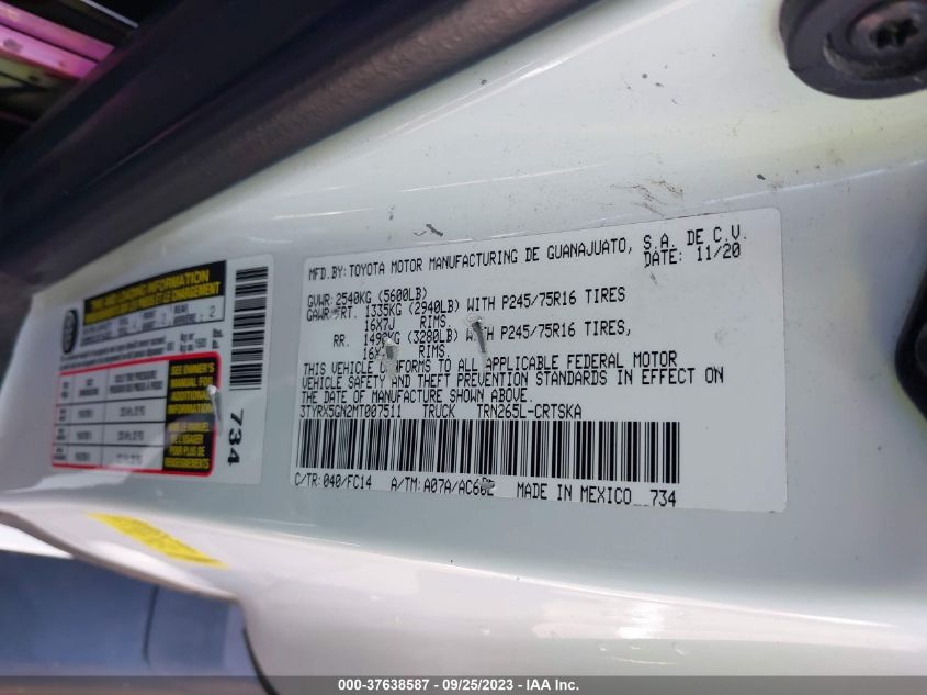 2021 TOYOTA TACOMA 2WD SR/SR5 - 3TYRX5GN2MT007511