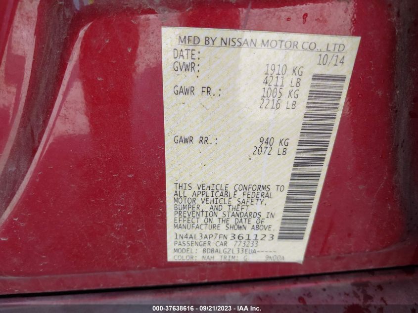 2015 NISSAN ALTIMA 2.5 - 1N4AL3AP7FN361123
