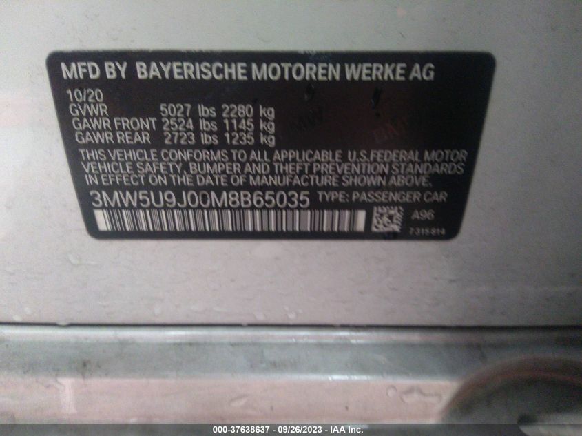 3MW5U9J00M8B65035 BMW 3 Series M340I XDRIVE 9