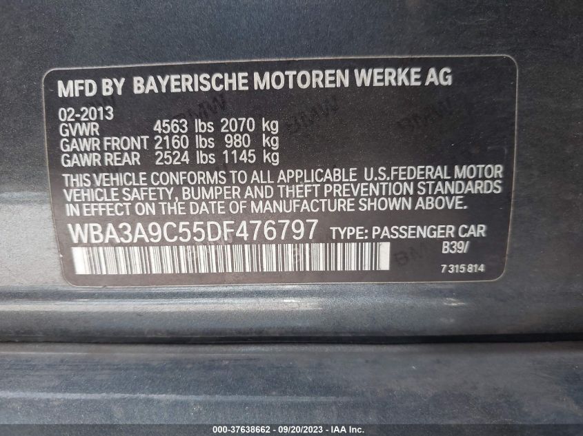 2013 BMW 335I - WBA3A9C55DF476797