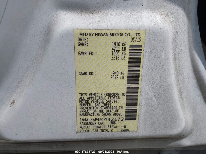 2015 NISSAN ALTIMA 2.5 SL - 1N4AL3AP4FC442172