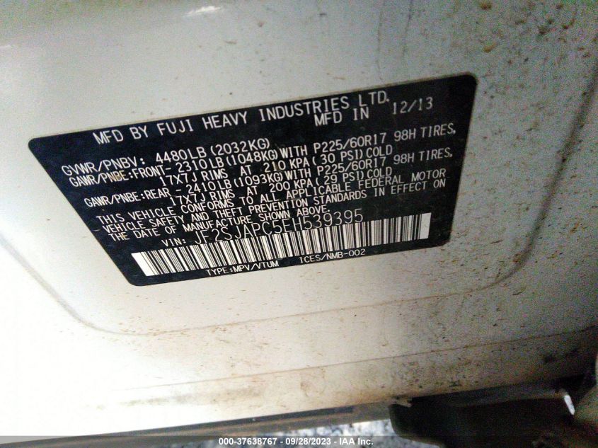 2014 SUBARU FORESTER 2.5I TOURING - JF2SJAPC5EH539395