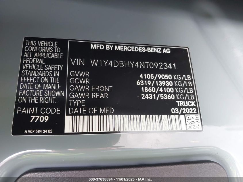 2022 MERCEDES-BENZ SPRINTER 2500 STANDARD ROOF I4 DIESEL - W1Y4DBHY4NT092341