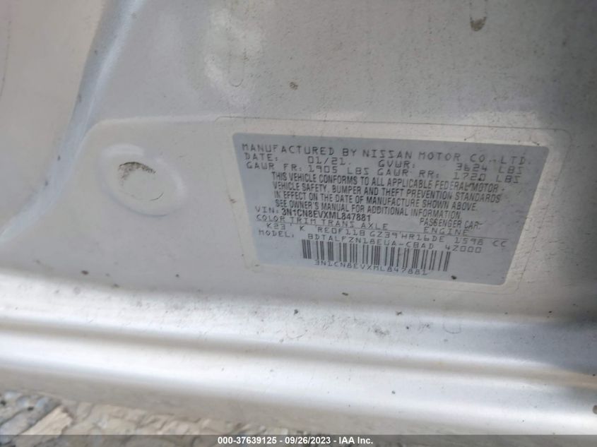 2021 NISSAN VERSA SV - 3N1CN8EVXML847881
