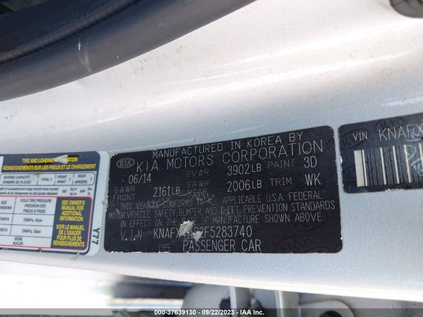 2015 KIA FORTE EX - KNAFX4A82F5283740