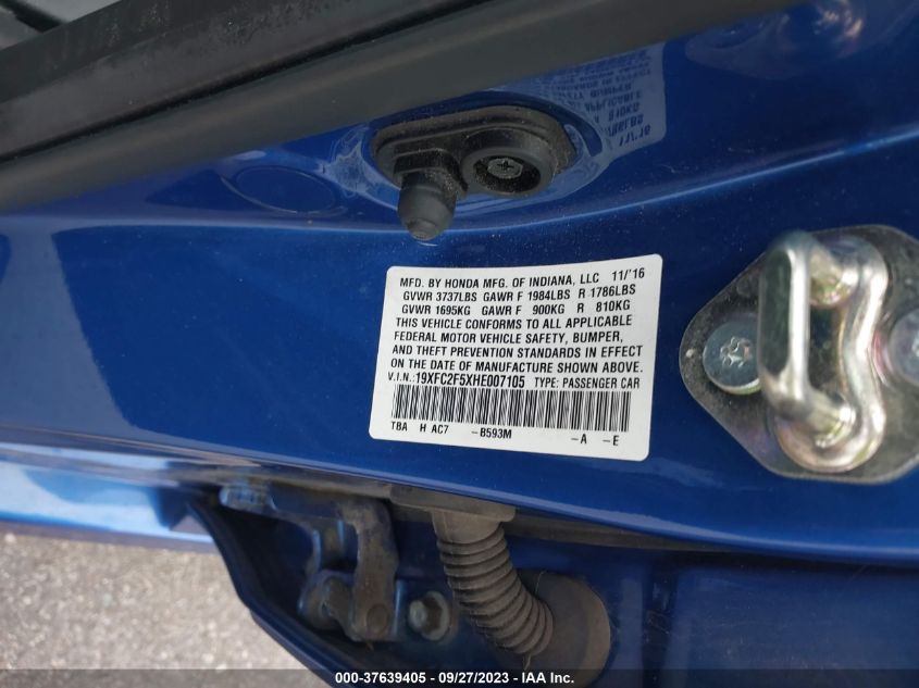 2017 HONDA CIVIC LX - 19XFC2F5XHE007105