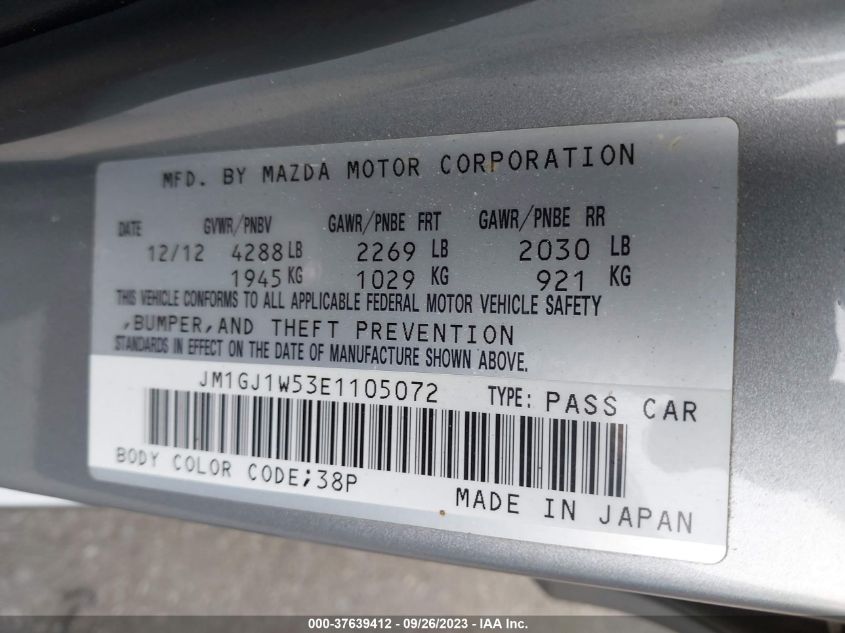 2014 MAZDA MAZDA6 I GRAND TOURING - JM1GJ1W53E1105072