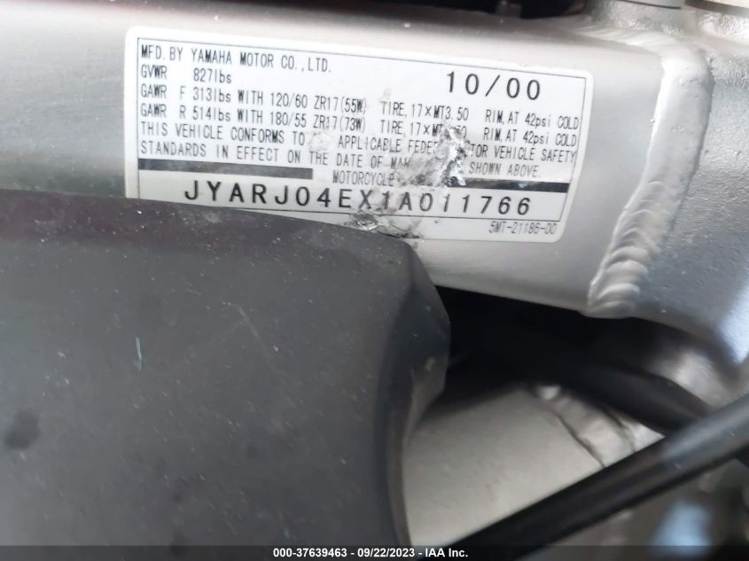 2001 YAMAHA YZFR6 L JYARJ04EX1A011766