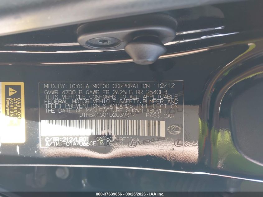 2013 LEXUS ES 350 4DR SDN - JTHBK1GG1D2039314