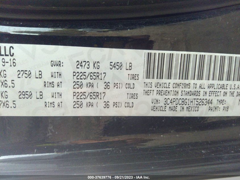 2017 DODGE JOURNEY SXT - 3C4PDCBG1HT526344