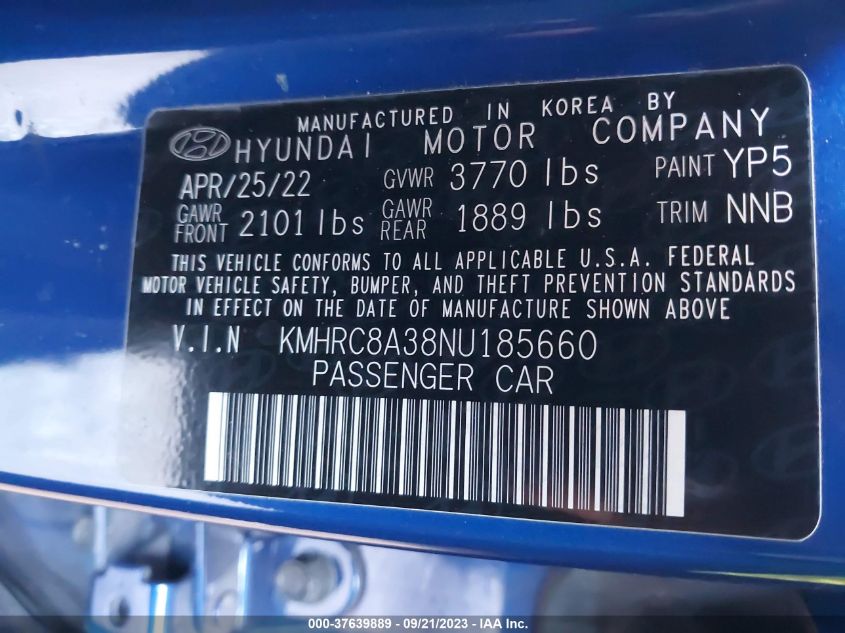 2022 HYUNDAI VENUE SEL/LIMITED - KMHRC8A38NU185660